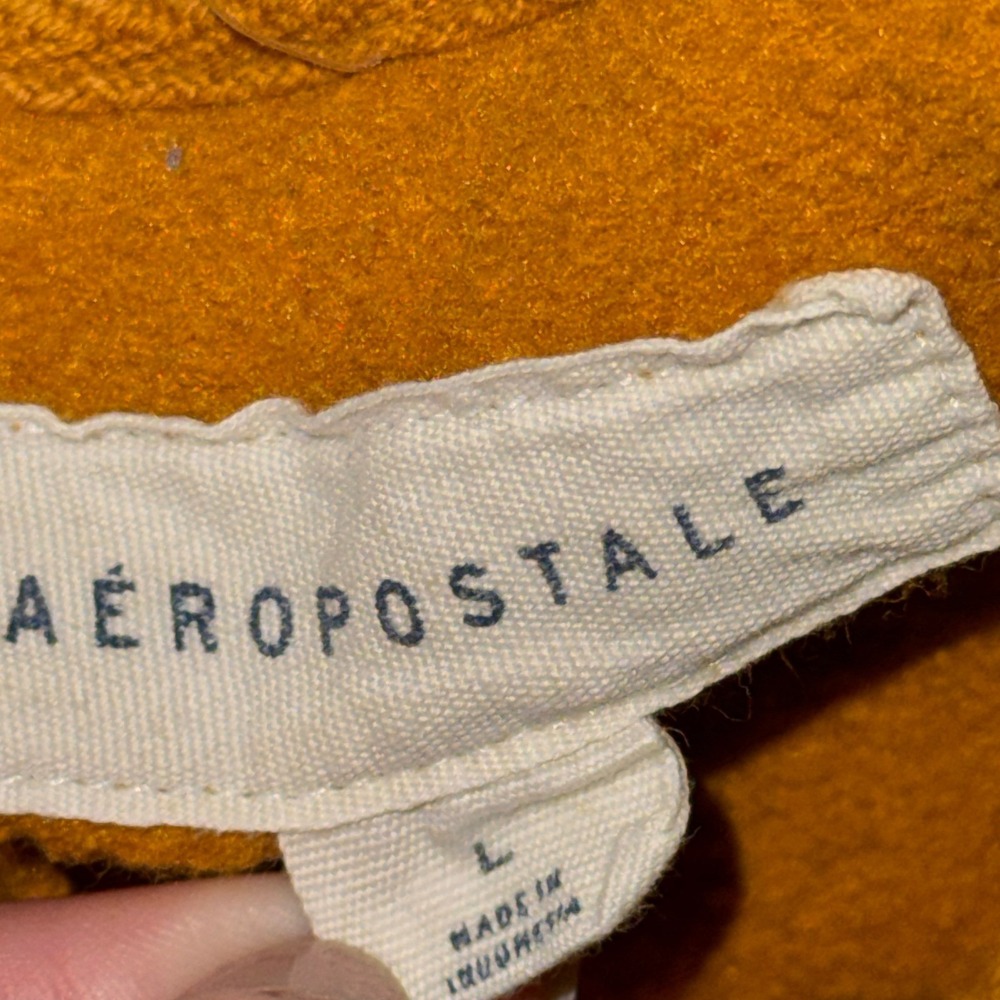Aeropostale Mustard Yellow Logo Hoodie Y2K Athleisure Loungewear Sporty Mens‎ L - Picture 4 of 6